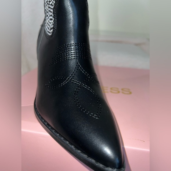 NIB Dolls Kill Cowgirl Ways Western Boot Cassidy Denim Boot in Black w/ Crystals - Picture 10 of 16